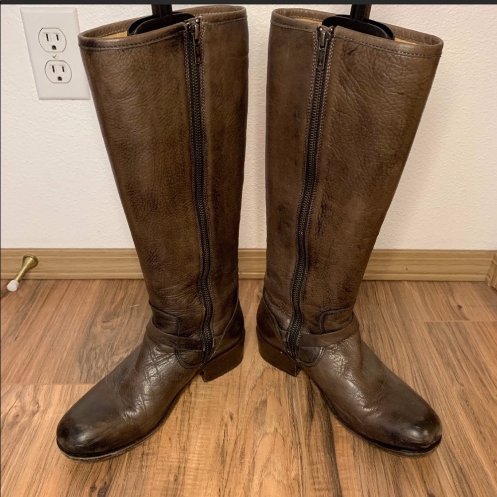Brown Leather Knee-High Boots